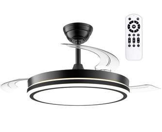 VENTILADOR TECHO CRISTAL NIGHT ECO RETRAC 48W BK