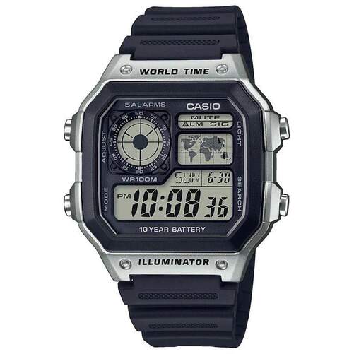 Reloj Casio Collection Hombre AE-1200WJ-1CVEF - Gris y azul marino, calendario, 5 alarmas