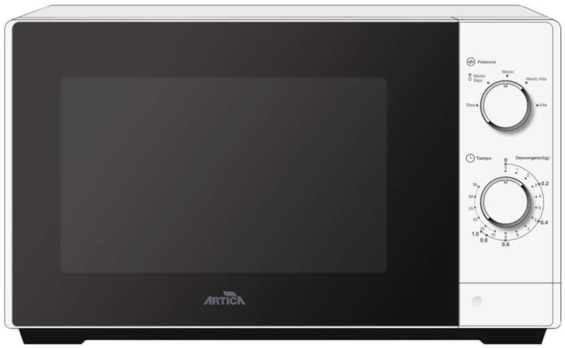 Microondas Artica AMW210W - 20 L, 700 W, Control Giratorio, Luz LED Interior, Blanco