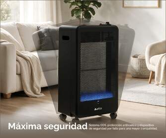 ESTUFA GAS ARTICA AEA3800N LLAMA AZUL 3800W NEGRO