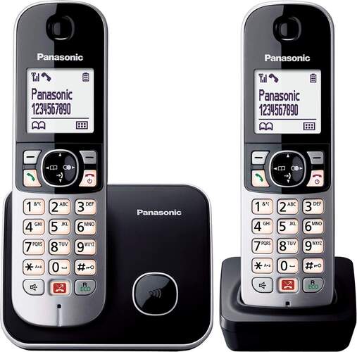 Teléfono Inalambrico Panasonic KX-TG6852SPB DUO Negro - Contestador, Bloqueos, 100 Contactos