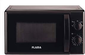 Microondas Flama 1834FL - 20 L, 700 W con 5 niveles de potencia, plato de 25,5 cm, Negro