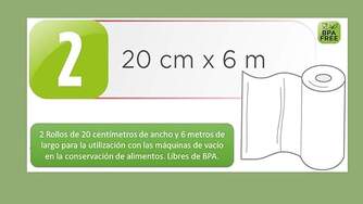 BOLSA ENVASADORA LAICA VT3508 ROLLO 2U 20CM X 6MTS