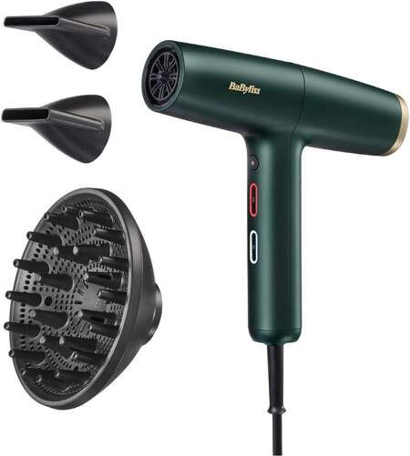 Secador Babyliss Air Power Pro D6555 - 1700 W, Motor digital, 200km/h, 55m3 caudal aire, 70dB, Negro