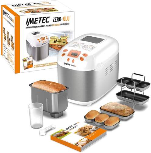 Panificadora Imetec Zero Glu - 20 Programas, Hasta 1kg, Libro 100 Recetas, Temporizador