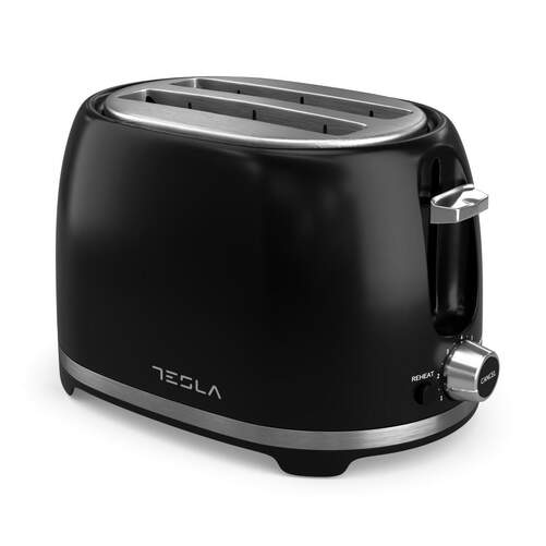 Tostadora Tesla TS200BX - 850 W, 2 rebanadas, corto, color negro