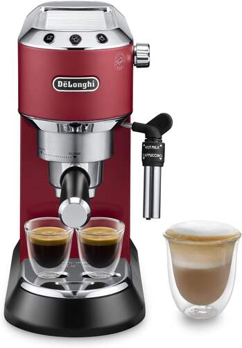 Cafetera Delonghi Dedica Style EC685.R Roja - 1350W, 15 Bar, 1L, Thermoblock, Capuccinatore