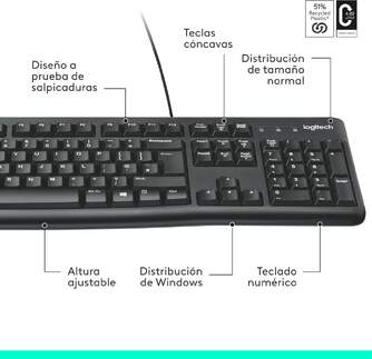 TECLADO LOGITECH K120 USB NEGRO 920-002499  