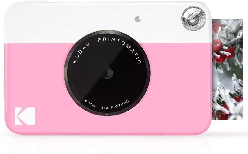 Cámara Instantánea Kodak Printomatic Rosa - 10 Mpx, 8mm, f/2, Flash, MicroSD, Formato 3:2 50x76mm