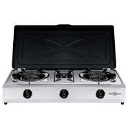 Hornillo de gas Vitrokitchen 360IB - 3 zonas, Gas Butano, Inox y negro