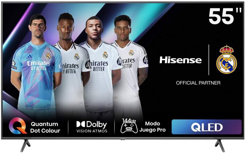 TV 55" QLED Hisense 55E7NQ Pro - 4K Ultra HD, 144Hz, Smart TV VIDAA, 40 W, HDR10+