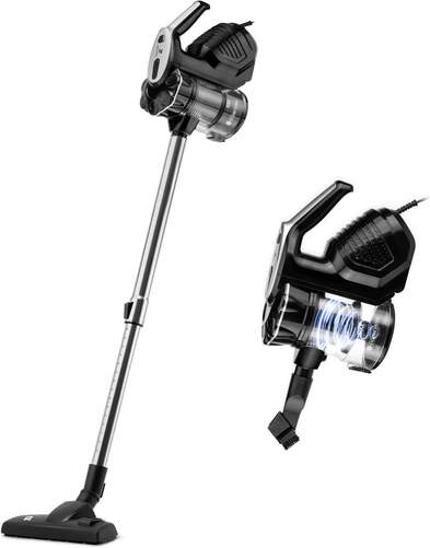 Aspirador Escoba DI4 CA600 - Con cable, 600 W, capacidad 0,6 litros, Cicl&oacute;nico, negro y gris