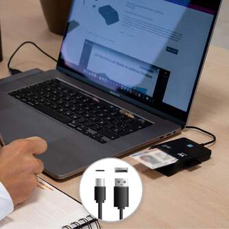 LECTOR DNI ELECTRONICO WOXTER USB-C ADAP. NEGRO