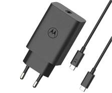Cargador Motorola 1XUSB -  Cargador 68 W + Cable USB-C, 1 Metro, Carga R&aacute;pida, Negro