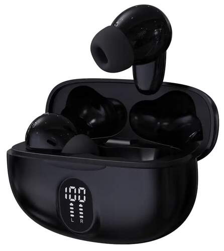 Auriculares Denver TWE-57B Negro - 4 h autonom&iacute;a, bluetooth 5.3, 230 mAh base de carga