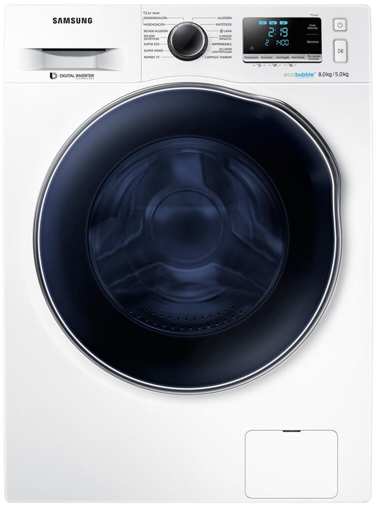 Samsung Wd80j6a10aw Lavasecadora 8kg5kg blanco secadora 8+5kg inverter ecobubble air wash speedspray wd0jaawec 58 1400 rpm wd80j6a10awec de 8 5 1400rpom 8+5 6 8kg 1400rpm 4.5kg 85kg wd80j6a10awbr