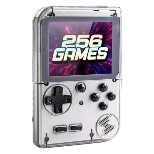 Consola de bolsillo Amstrad Gamebox GC 256 Plata - 150 min autonom&iacute;a, 256 juegos, cable USB-C carga