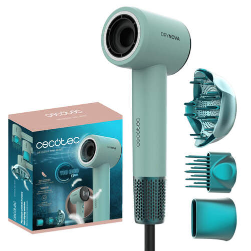 Secador Cecotec DryNova 110329 - 1600 W, 110000 rpm, 4 temperaturas, 2 velocidades, Verde