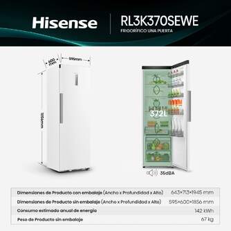 FRI. HISENSE RL3K370SEWE 186x60x60 1P NF BCO KFIT