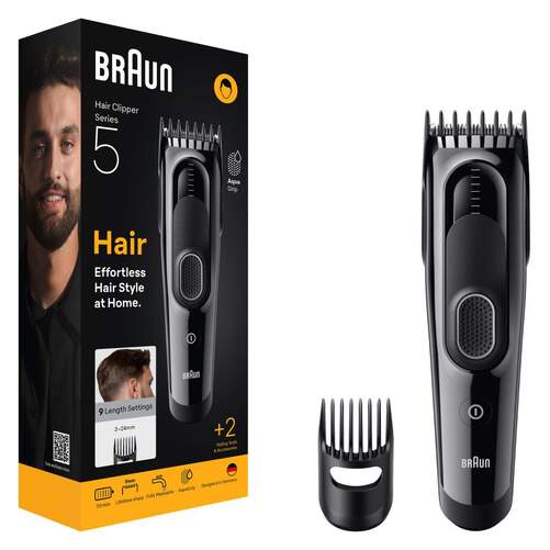 Cortapelo Braun HC5510 S5 Grocery - 240 V, Autonomía 50 min, Inox, Negro