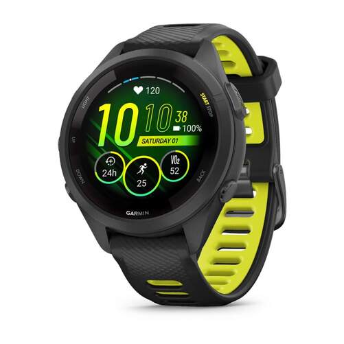 Smartwatch Garmin Forerunner 265S Negro/amarillo - 1,1" AMOLED, Bluetooth y WiFi, 15 d&iacute;as autonom&iacute;a
