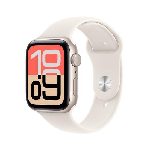 Apple Watch SE 3 Starlght - 1,73" OLED, GPS, Bluetooth 5.3, 18 h aut., correa goma M/L