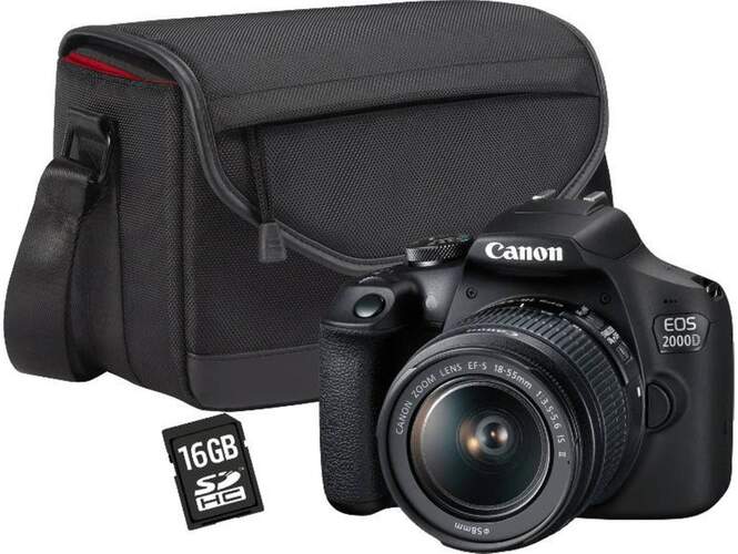 Réflex Canon EOS 2000D - Objetivo 18-55, Sensor APS-C 24.1Mpx, Incluye Bolsa SB130, ISO 100:12800