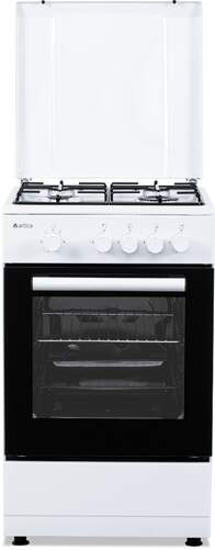 Cocina gas Butano Artica AKF5055W - 4 Fuegos, 50x56cm, Termopar Seguridad, Doble Vidrio, Blanca