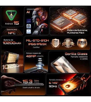 SMARTPHONE CUBOT KING KONG ES 3 6/256 6,74%%%quot; NEGRO