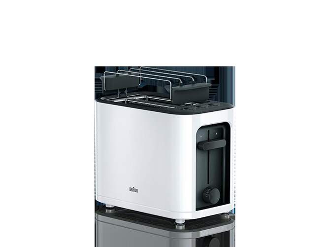 Tostador Braun HT3000WH - 1000W, 2 Ranuras Cortas, 7 Ajustes, 3 Funciones, Blanco