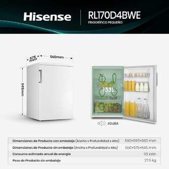 FRI. HISENSE RL170D4BWE 85x55 1P CICLICO BCO TATOP