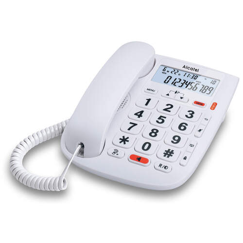 Teléfono fijo Alcatel TMAX 20 - Manos libres, Pantalla LED, Teclas grandes, 10 Contactos