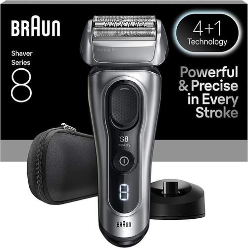 Afeitadora Braun 8617S Serie 8 - Autonomía 60 Min, Wet&Dry, Negro, Gris