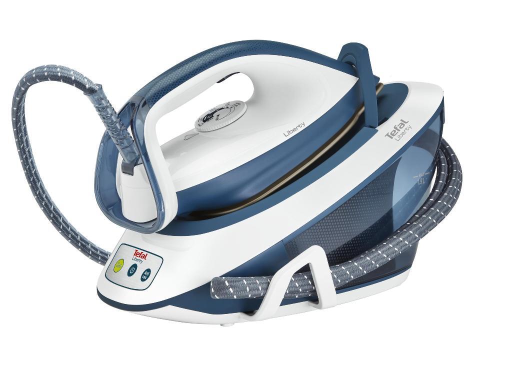 Centro De Planchado tefal liberty sv7030cm 2200w sv7030e0 5.5 bares 5.4bar sv7030 310 gmin golpe vapor blancoazul 55 autonomía ilimitada y continuo 120 suela 2200 15