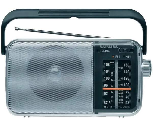 Radio port&aacute;til Aiwa R-290SL - Radio AM y FM, con altavoz de 1 W, conector para auriculares, plata