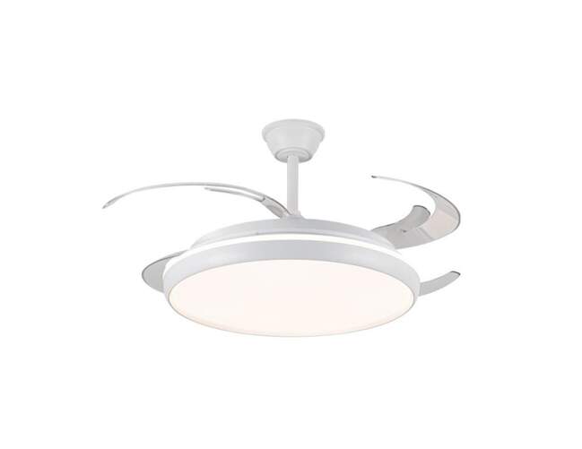 Ventilador Techo CristalRecord Charly L - 80 W, Retráctiles, Temporizador, Led, Mando, Blanco