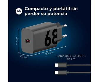 CARGADOR MOTOROLA 1XUSB C DE 68W CABLE USB C 1M