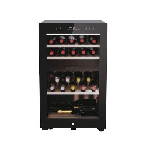 Vinoteca Haier HWS42GDAU1 - Clase G, 42 Botellas, 2 Zonas, Air Flow, Cristal Anti-UV, WiFi