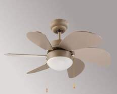 Ventilador de techo FM VT-90 - 50W, 80cm, 6 Aspas madera, Iluminación, 3 Velocidades