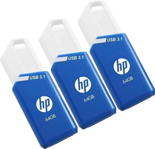 Memoria USB HP X755W Triple Pack - 3 unidades, USB A 3.1, 64 GB, 75/30 mb/s lectura/escritura