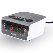 Radio Reloj Elbe CR-932 Digital - Con alarma, radio AM y FM, pilas AAA, gris/blanco