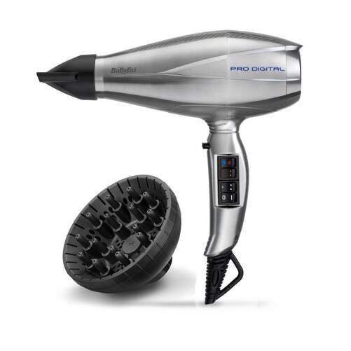 Secador Babyliss 6000E Pro EC - 2200 W, 2 Accesorios, Iónico, 2 Velocidades, Inox
