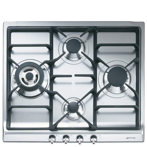 Placa de gas Smeg SET60SGH3 - 4 fuegos, 60 cm ancho, Gas natural, acero inoxidable