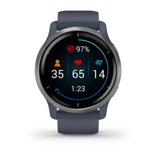 Garmin Venu 2 Azul Plata - 1.3" AMOLED, 45mm, Garmin Pay, Sensores ABC, GPS, ANT+BT+WiFi