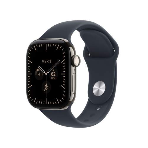 Apple Watch Series 12 GPS +Cellular - 42 mm, Natural Titanium, frec. card&iacute;aca, 24h aut., talla S/M
