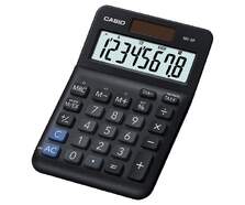 Calculadora Casio MS-8F Mini Negro - 8 dígitos, Batería/Solar, 26 teclas, conversor divisas