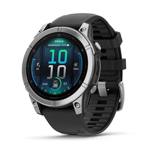 Smartwatch Garmin Fenix E plata - Bluetooth y Wi-Fi, correa silicona negra, Amoled, 16 d&iacute;as aut.