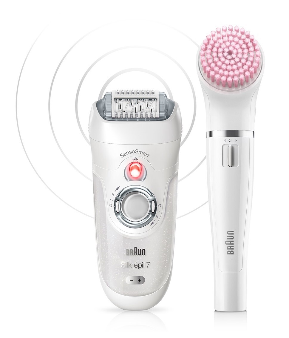Depiladora Braun New Sensor Silk Epil 7 - Aut. 50min., 40 pinzas, SensoSmart, SmartLight, Pivotante