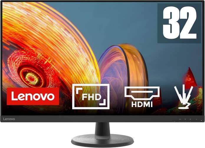 Monitor Lenovo 31,5" D32-40 - Full HD, Pantalla VA, entrada HDMI, DisplayPort, Salida 3,5mm, 60Hz