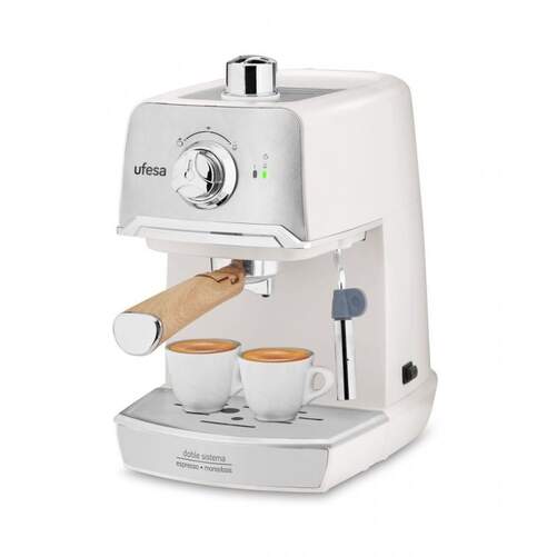 Cafetera Ufesa CE7238 Cream - 850W, 20 Bar, 1.2 L, Calienta Tazas, Vaporizador, Gris